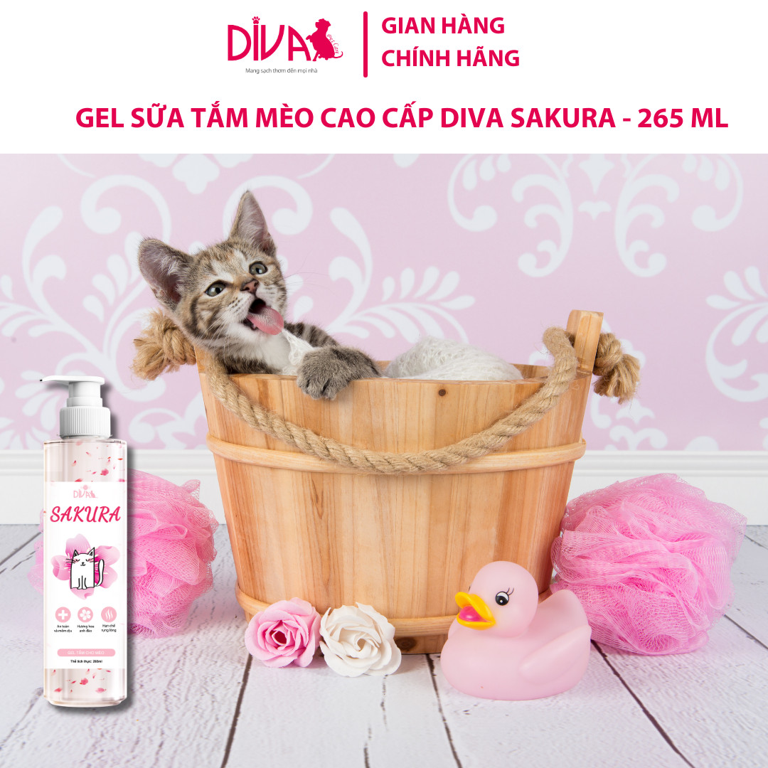 SỮA TẮM DIVA SAKURA COLLAGEN HƯƠNG ANH ĐÀO CHO MÈO 265ML