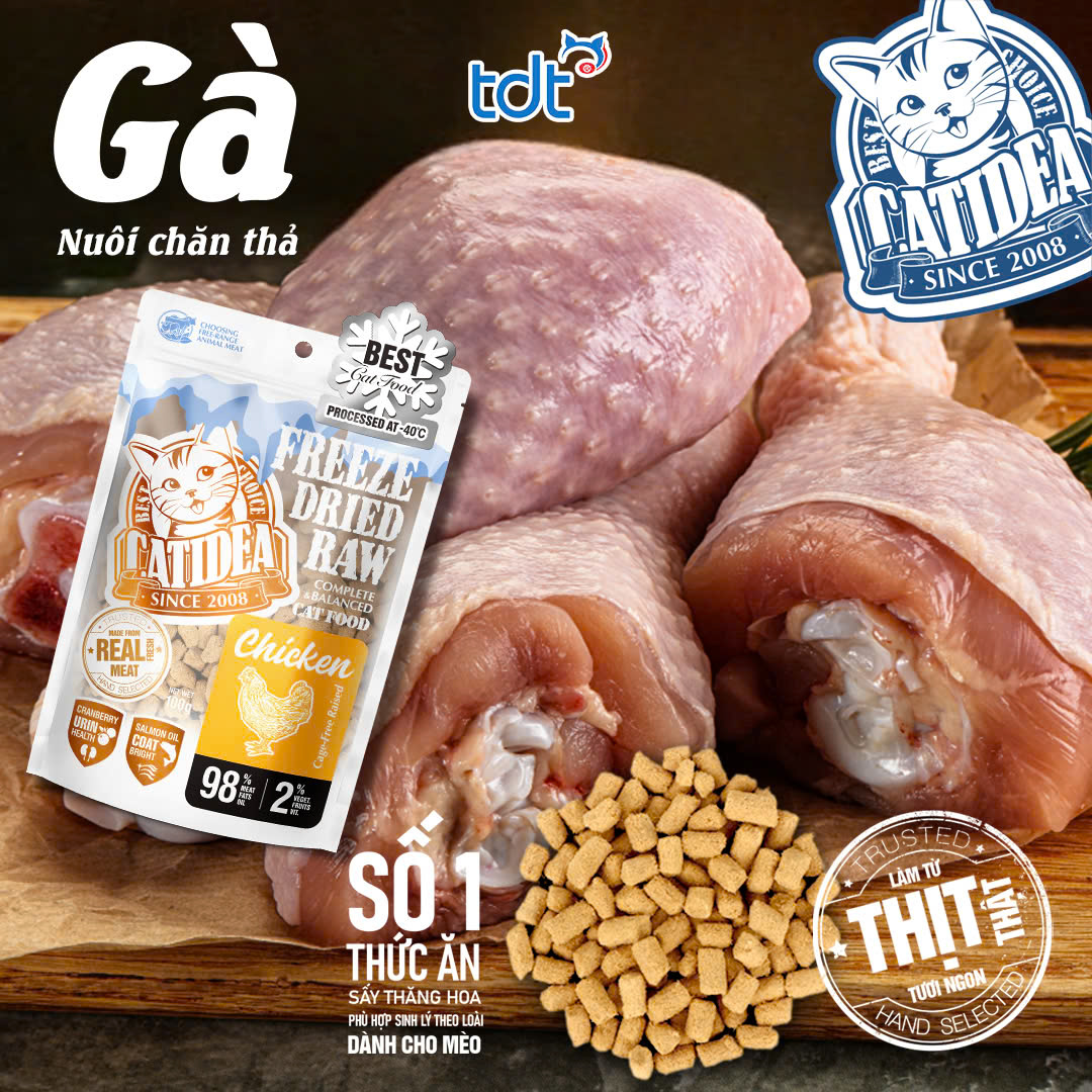 THỨC ĂN THỊT TƯƠI SỐNG CATIDEA DÀNH CHO MÈO 100G