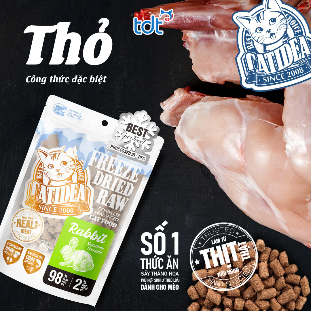 THỨC ĂN THỊT TƯƠI SỐNG CATIDEA DÀNH CHO MÈO 100G