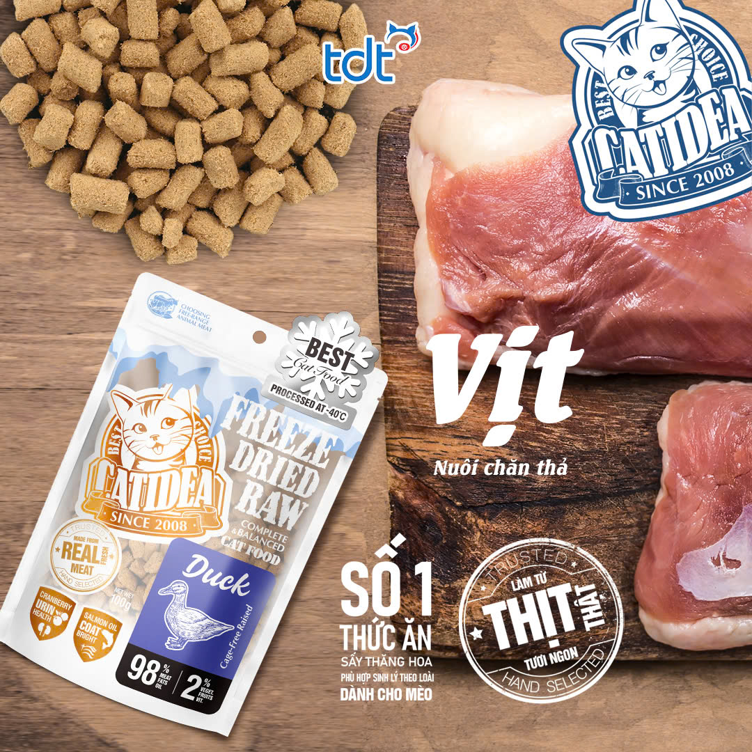 THỨC ĂN THỊT TƯƠI SỐNG CATIDEA DÀNH CHO MÈO 100G