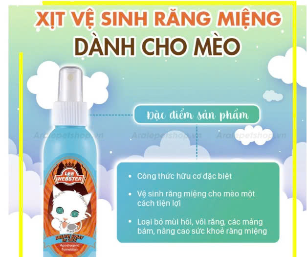 XỊT VỆ SINH RĂNG MIỆNG CHO MÈO LEE&WEBSTER - 130ML