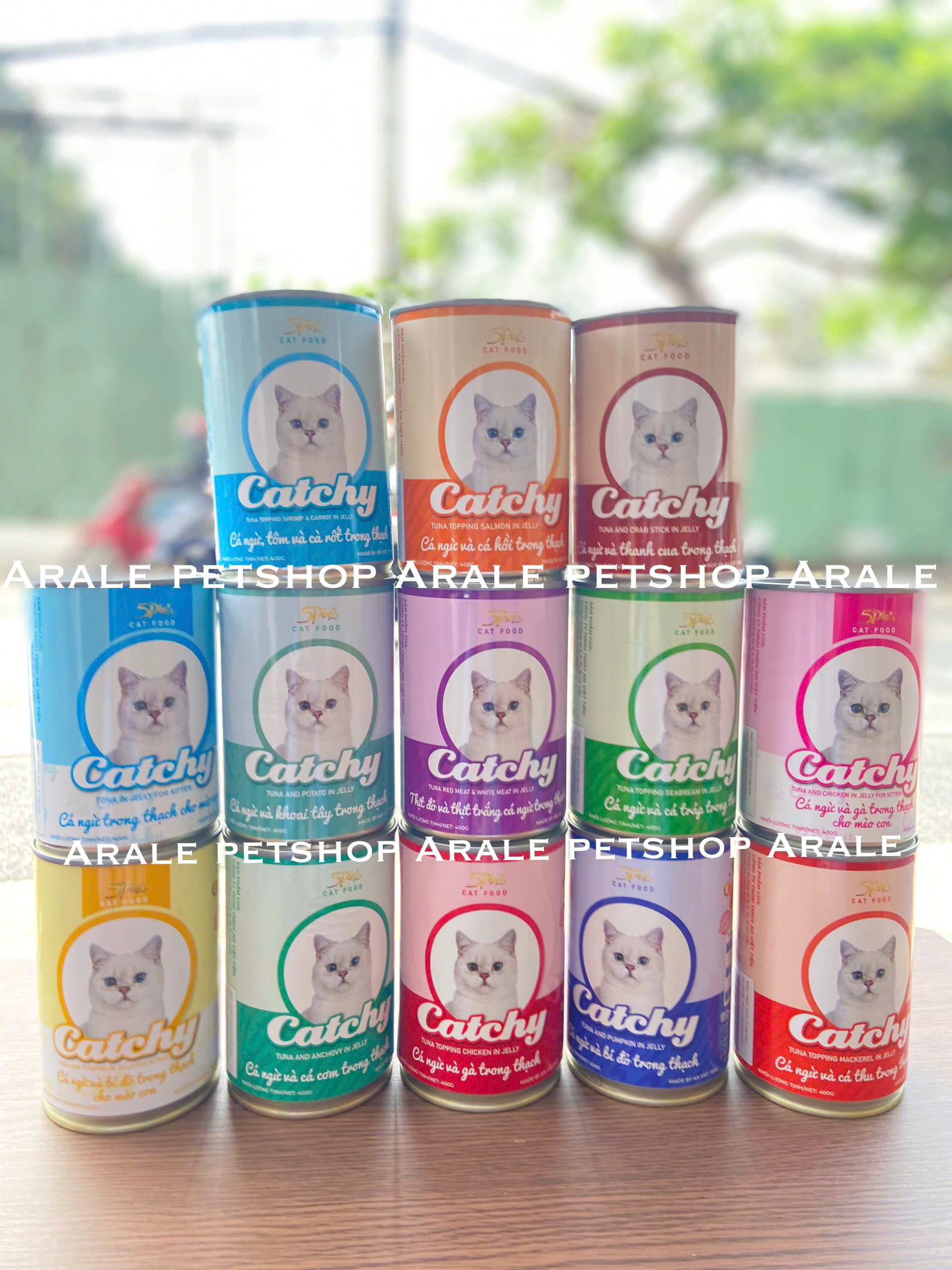 COMBO 5 LON 5PLUS CATCHY MÈO CON - PATE CHO MÈO CON 5PLUS CATCHY DẠNG THẠCH NHIỀU VỊ LON 400G