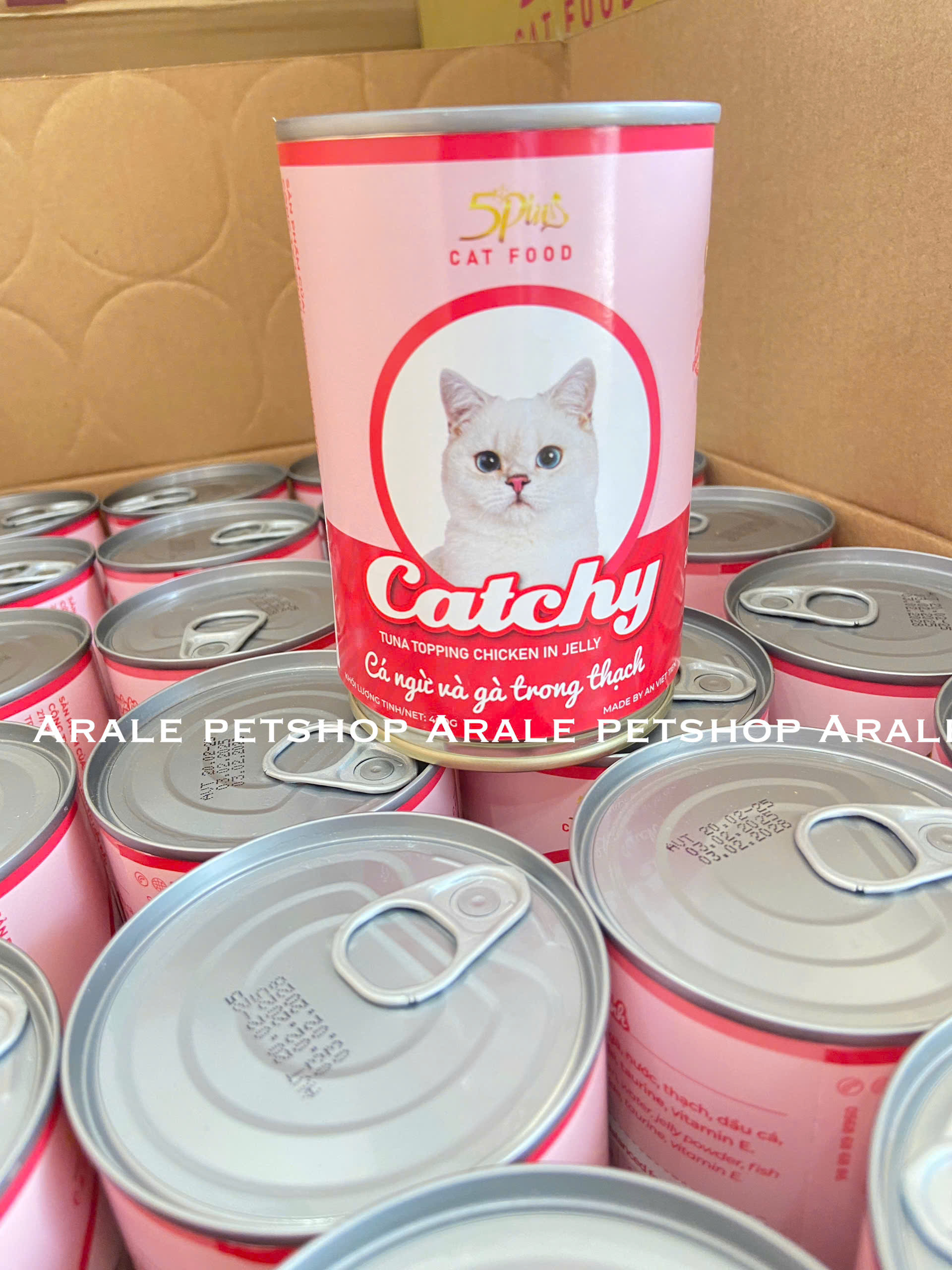 COMBO 10 LON 5PLUS CATCHY MÈO CON - PATE CHO MÈO CON 5PLUS CATCHY DẠNG THẠCH NHIỀU VỊ LON 400G