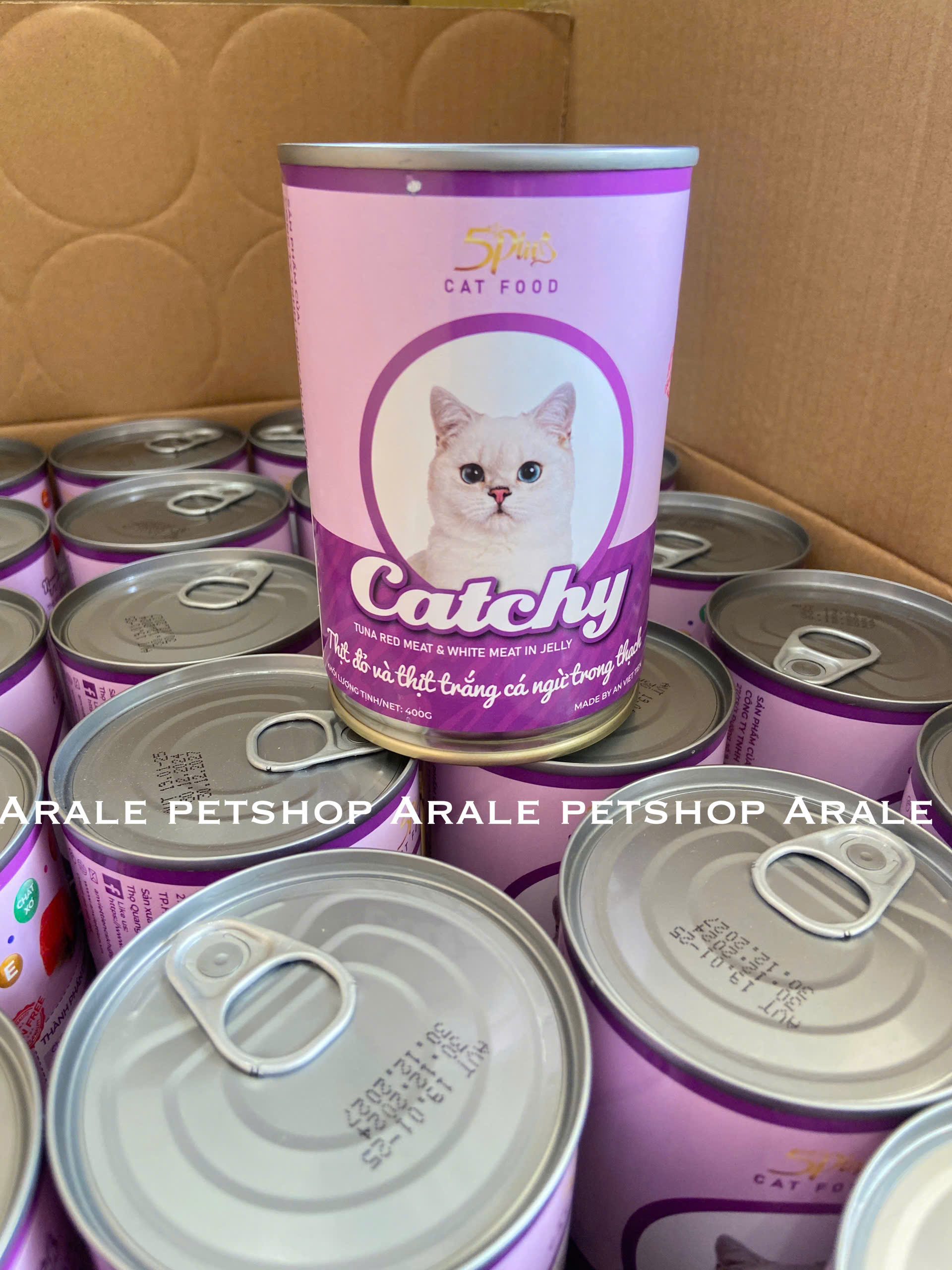 COMBO 10 LON 5PLUS CATCHY MÈO CON - PATE CHO MÈO CON 5PLUS CATCHY DẠNG THẠCH NHIỀU VỊ LON 400G