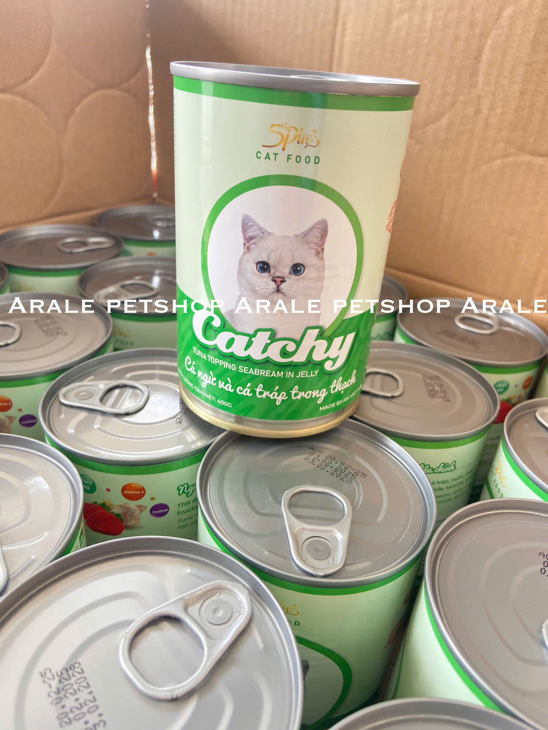 COMBO 10 LON 5PLUS CATCHY MÈO CON - PATE CHO MÈO CON 5PLUS CATCHY DẠNG THẠCH NHIỀU VỊ LON 400G