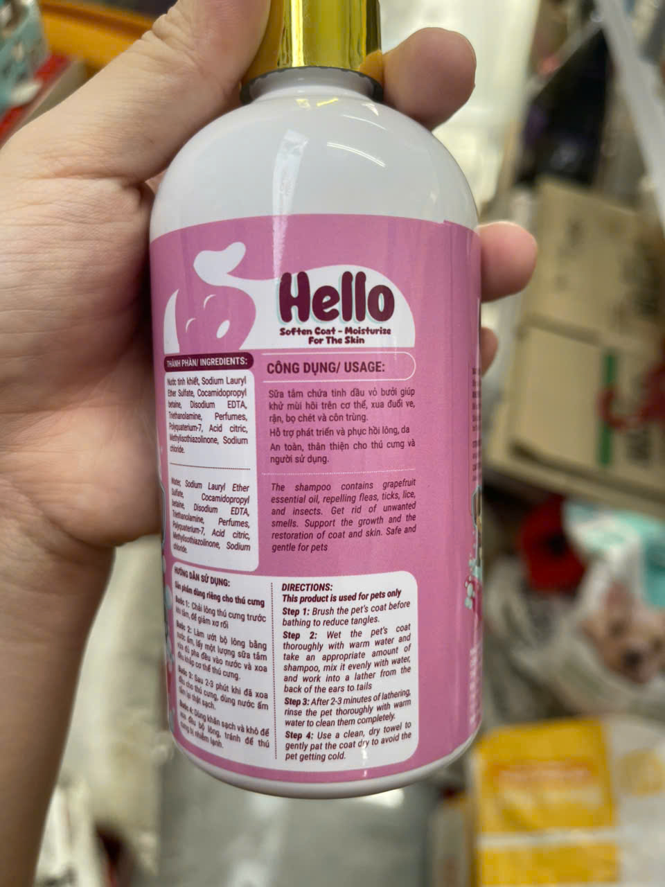 Sữa Tắm Chó Mèo Hello Elite Tinh Dầu Bưởi Tự Nhiên Giúp Khử Mùi Hôi 280g