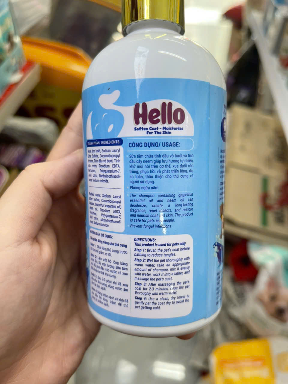 Sữa Tắm Chó Mèo Hello Elite Tinh Dầu Bưởi Tự Nhiên Giúp Khử Mùi Hôi 280g