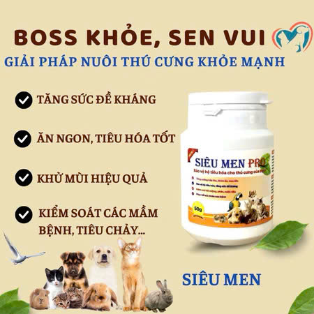 SIÊU MEN 50G - Bảo vệ hệ tiêu hóa thú cưng