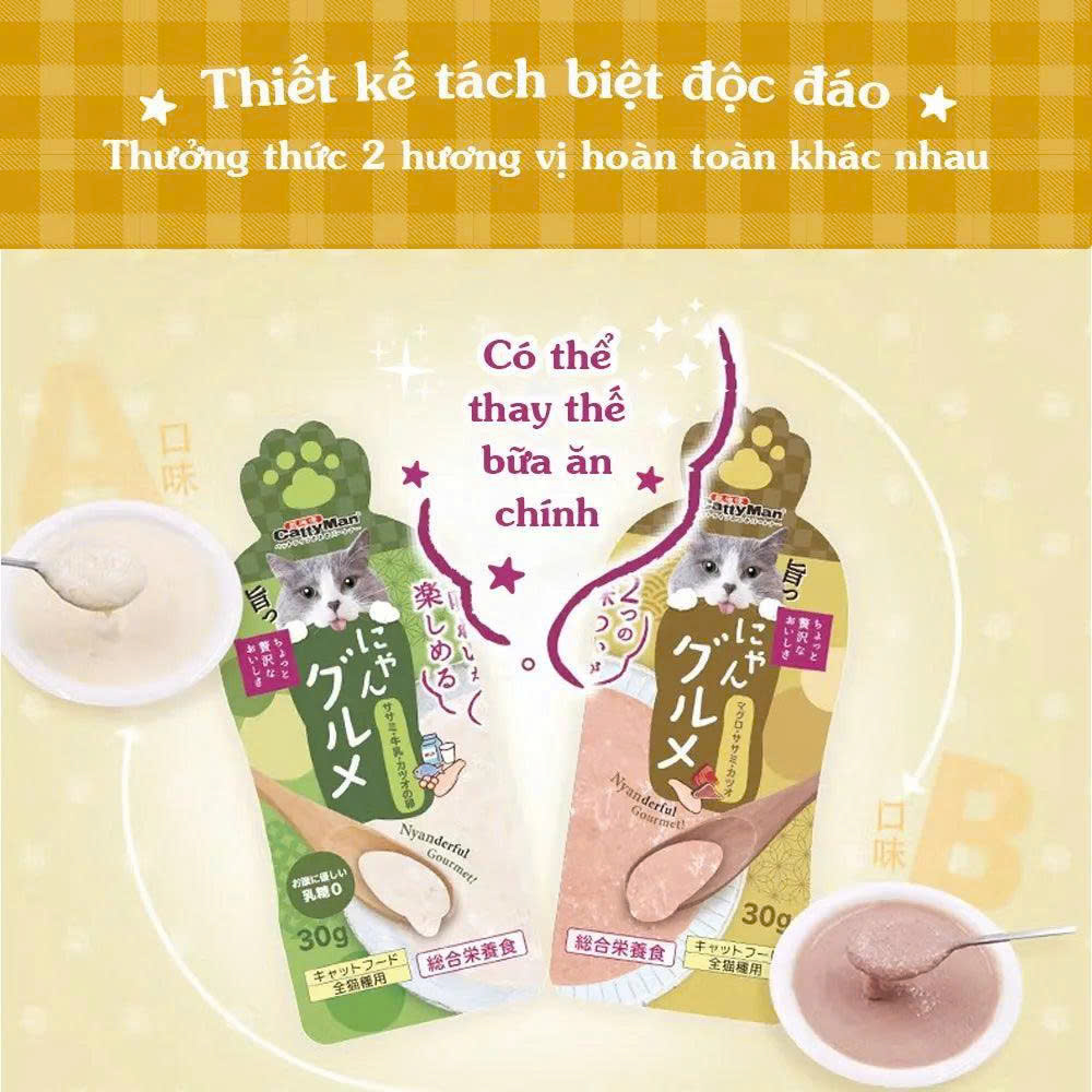 Súp Thưởng Đôi Cho Mèo Mix 2 Vị Cattyman 60g