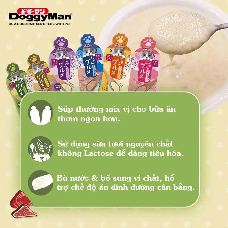 Súp Thưởng Đôi Cho Mèo Mix 2 Vị Cattyman 60g