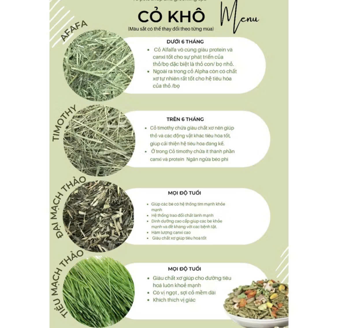 Thức ăn cỏ nén nâu Smartheart Rodent cho BỌ Ú, HAMSTER, THỎ