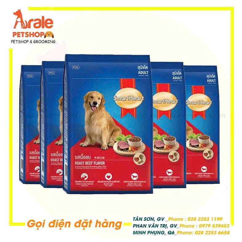 THỨC ĂN HẠT SMARTHEART DÀNH CHO CHÓ TRƯỞNG THÀNH VỊ BÒ NƯỚNG - 400G