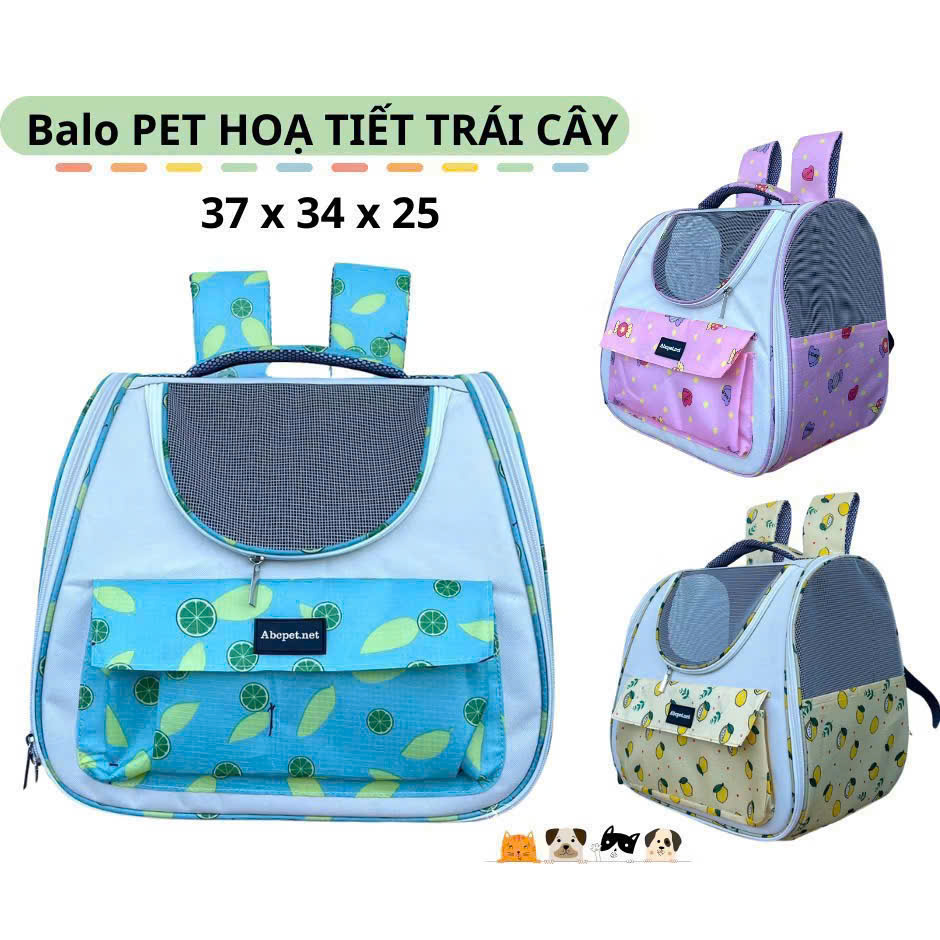 BALO ABC PET HỌA TIẾT TRÁI CÂY - CÓ CỬA TRONG SUỐT PHÍA TRƯỚC , VẬN CHUYỂN THOÁNG MÁT CHO CHÓ MÈO
