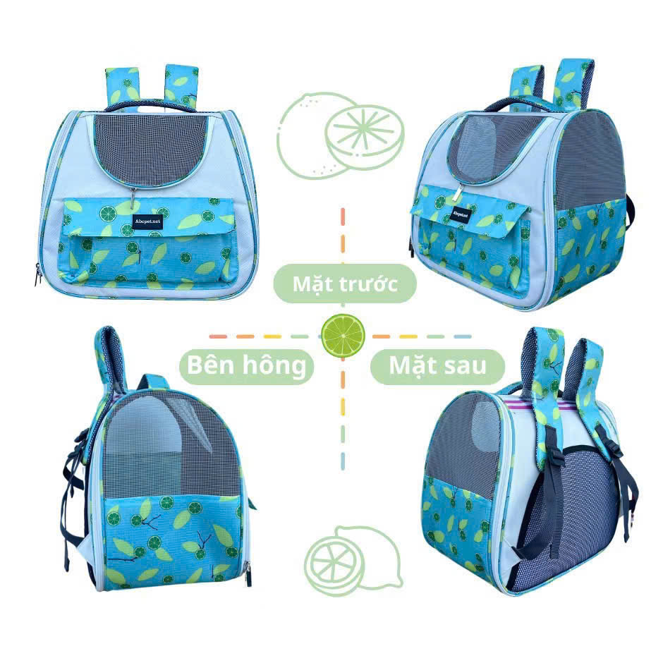 BALO ABC PET HỌA TIẾT TRÁI CÂY - CÓ CỬA TRONG SUỐT PHÍA TRƯỚC , VẬN CHUYỂN THOÁNG MÁT CHO CHÓ MÈO