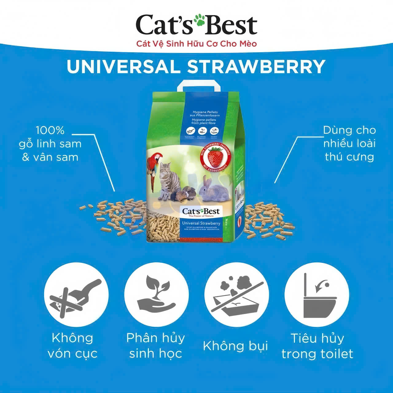 CÁT GỖ HỮU CƠ CAT'S BEST UNIVERSAL - VỆ SINH CHO MÈO & THỎ