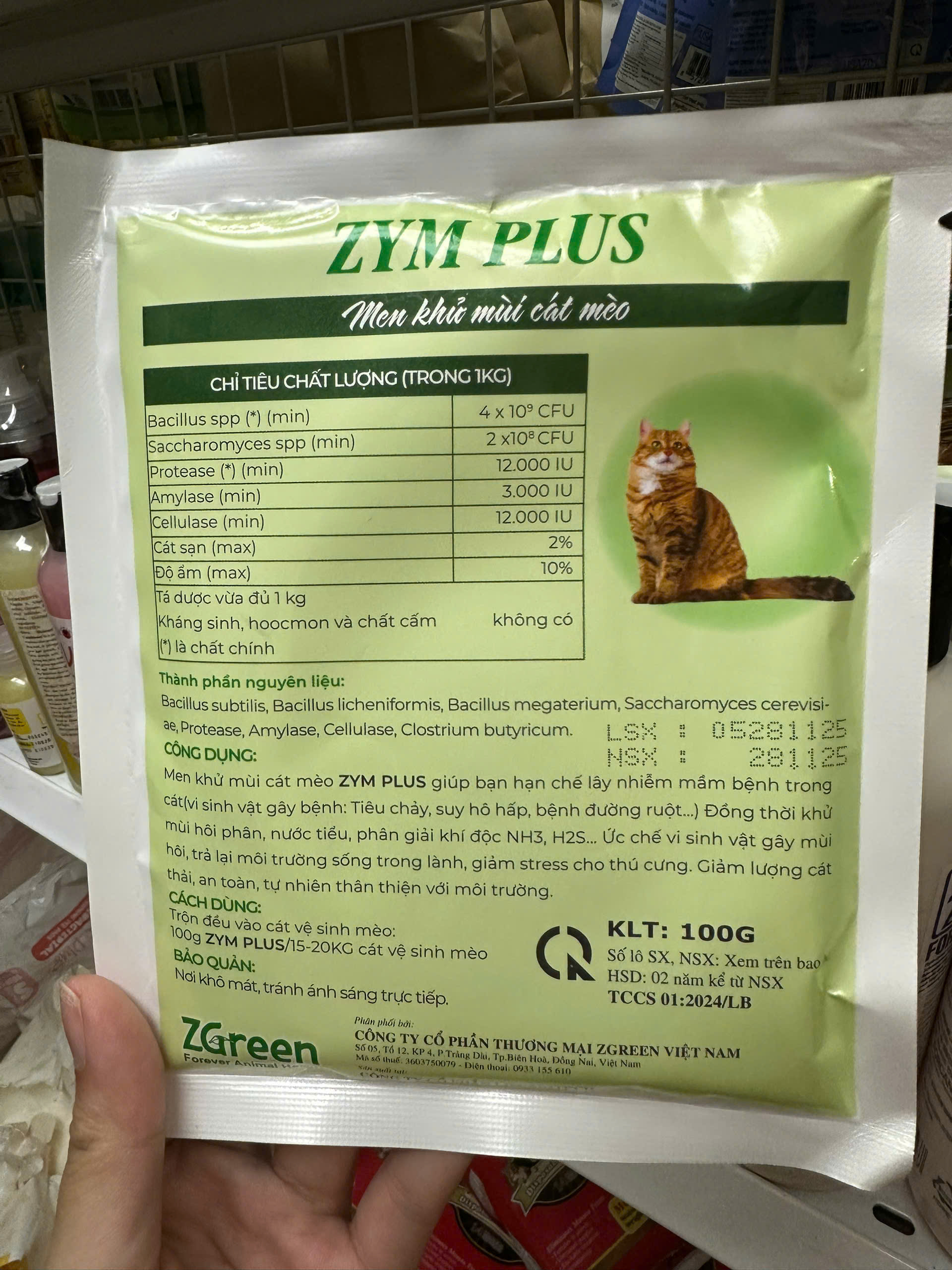 ZYME FOR PET Men Khử Khuẩn Cát Vệ Sinh Mèo 100G
