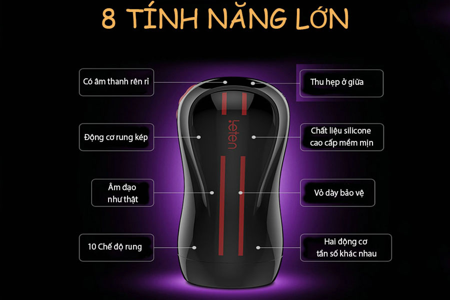 Cốc thủ dâm cho nam 2 động cơ rung rên rỉ