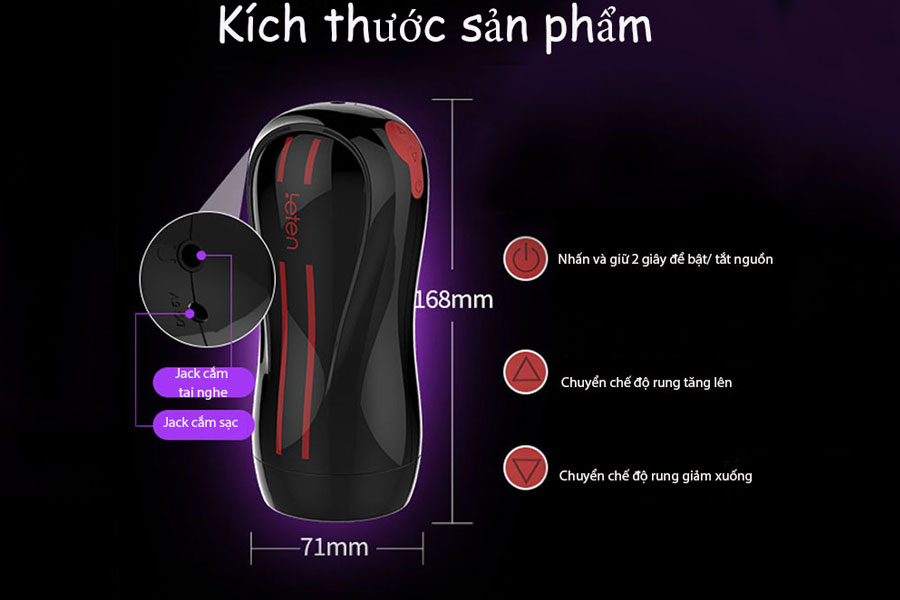 Cốc thủ dâm cho nam 2 động cơ rung rên rỉ