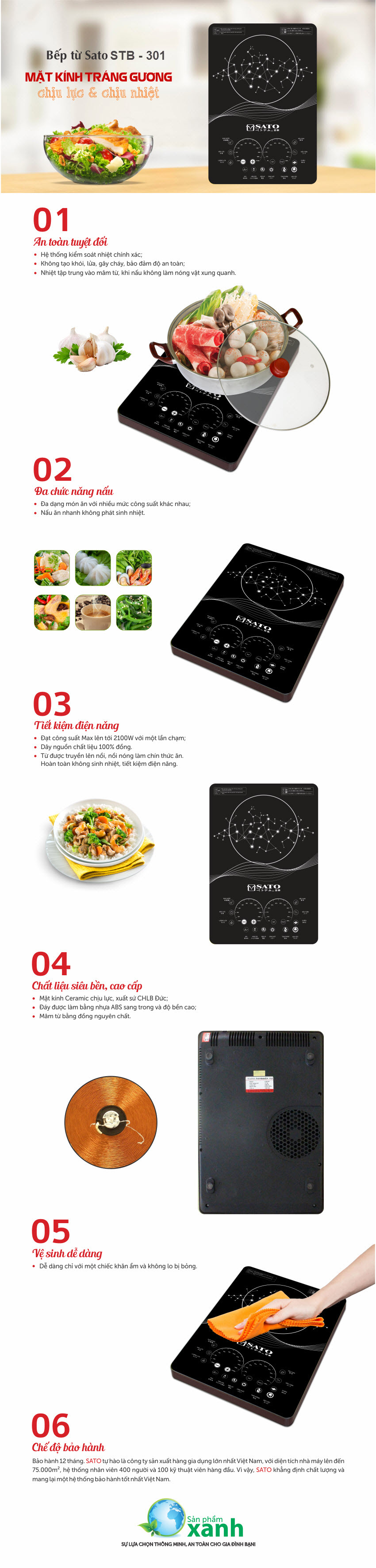 Bếp từ Sato STB-301 - info