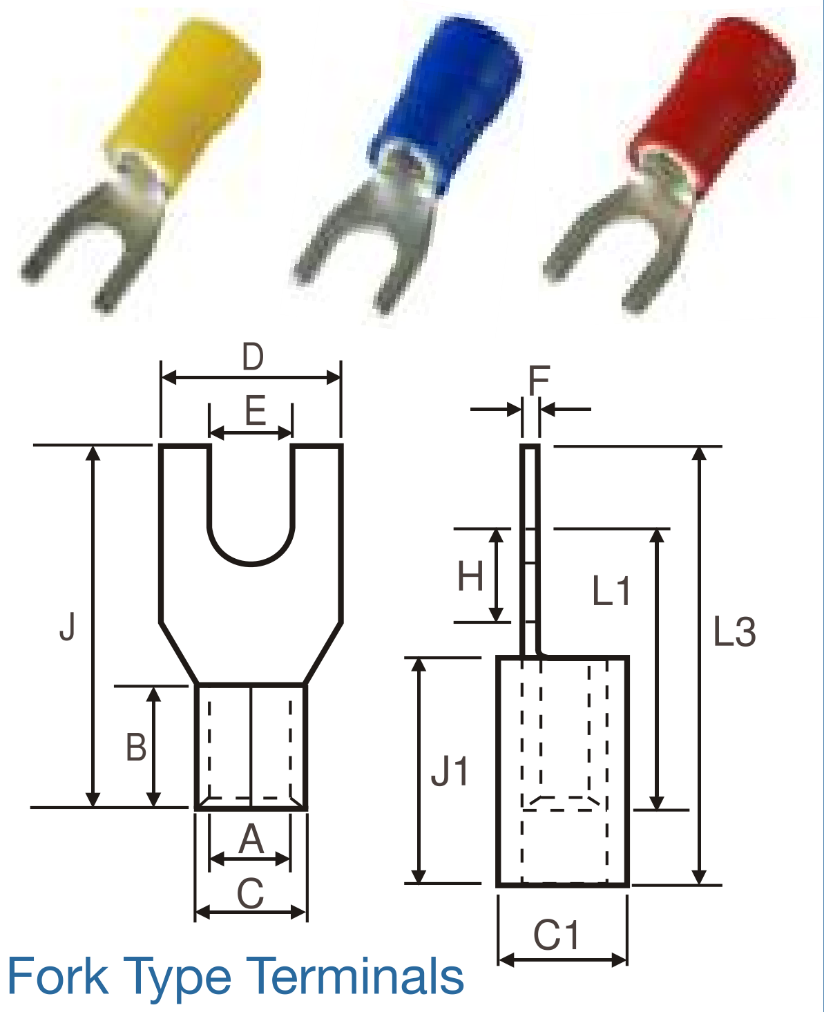 FORK TYPE COPPER INSULATED TERMINALS