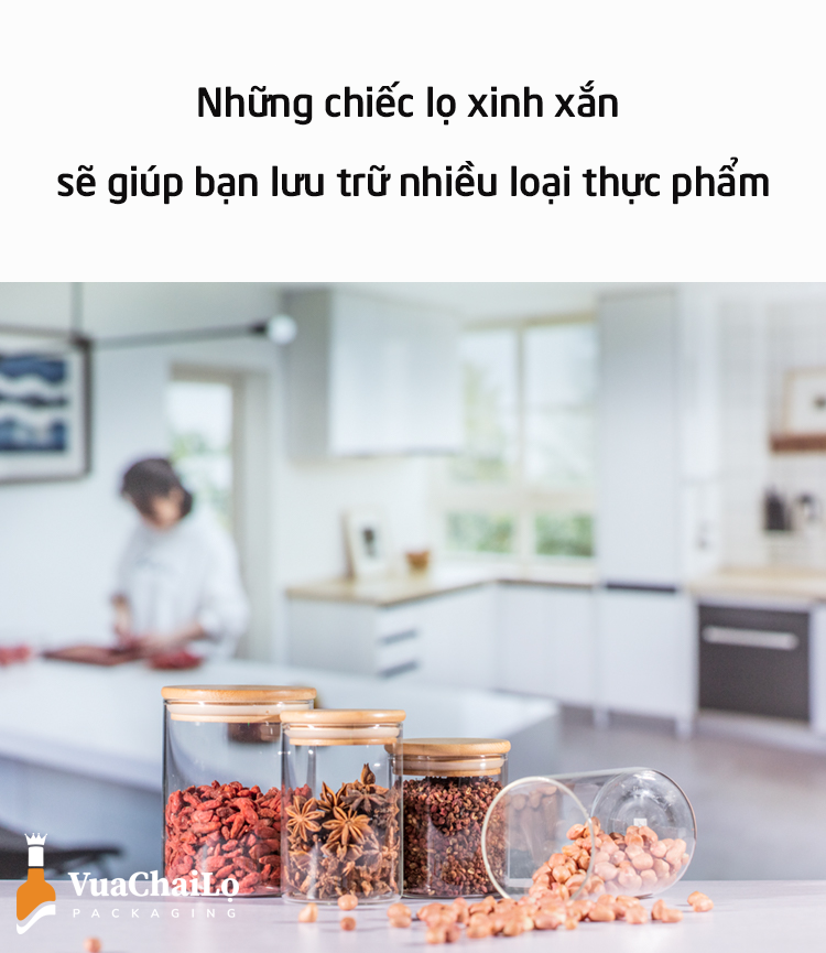 Hũ Thủy Tinh Nắp Gỗ