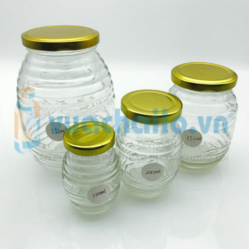Hũ Thủy Tinh Dáng Ong 100ml , 200ml,350ml,750ml