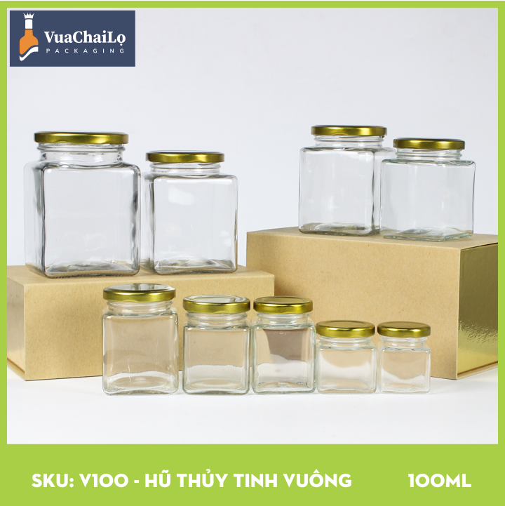 Hũ Thủy Tinh Vuông 100ml