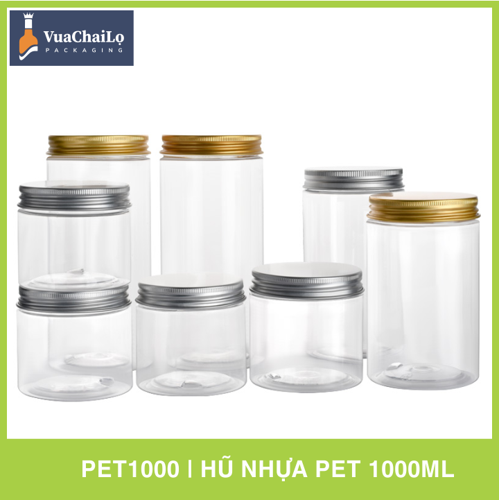 Hũ Nhựa PET Nắp Nhôm 1000ml