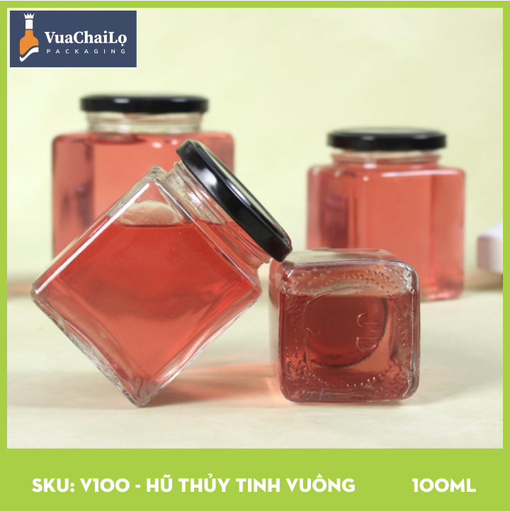Hũ Thủy Tinh Vuông 100ml