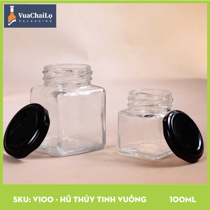 Hũ Thủy Tinh Vuông 100ml