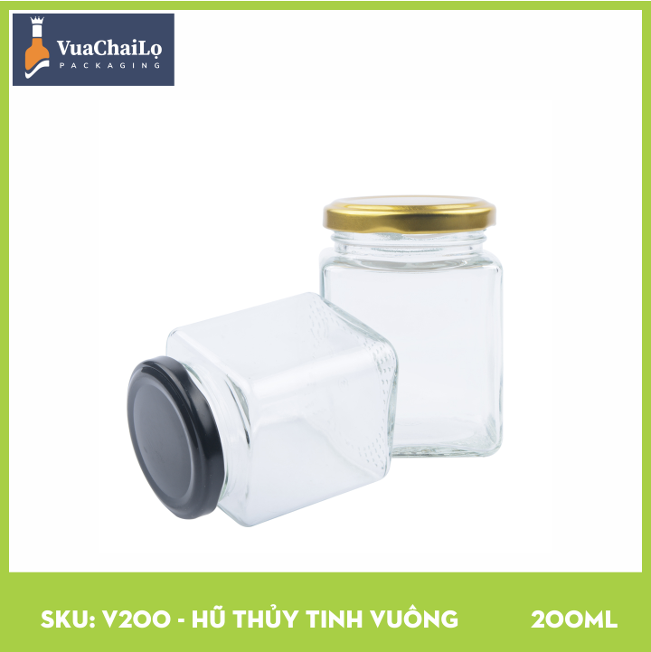Hũ Thủy Tinh Vuông 200ml