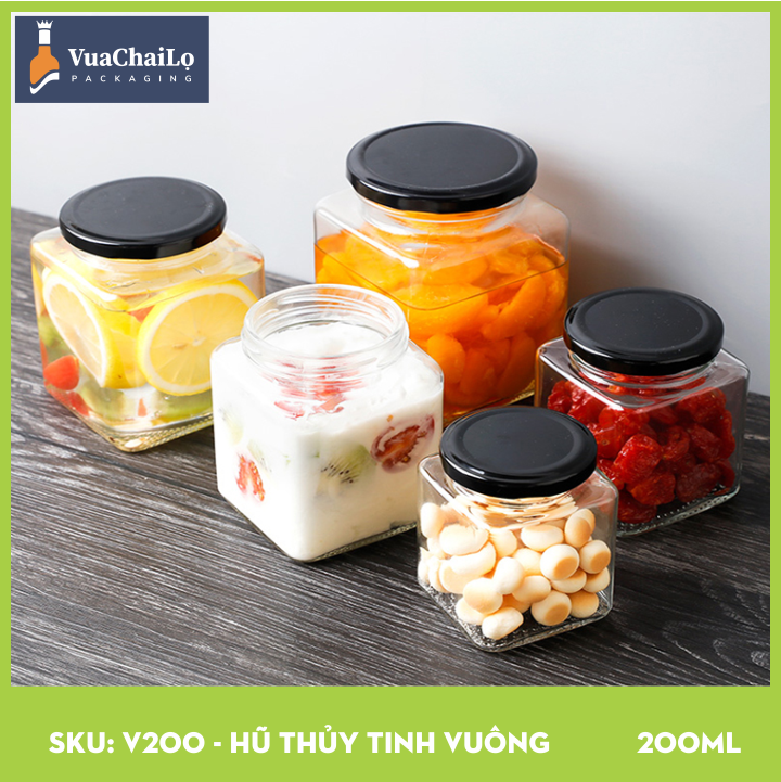 Hũ Thủy Tinh Vuông 200ml