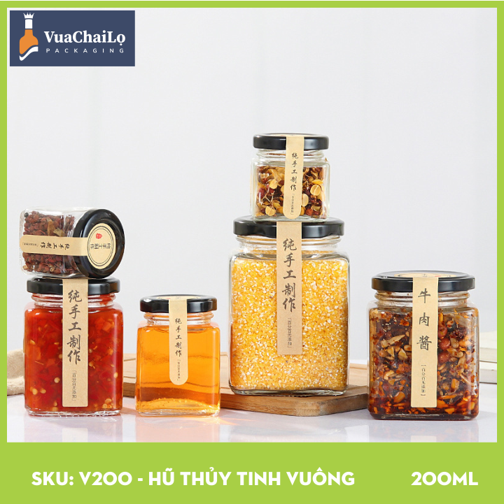 Hũ Thủy Tinh Vuông 200ml