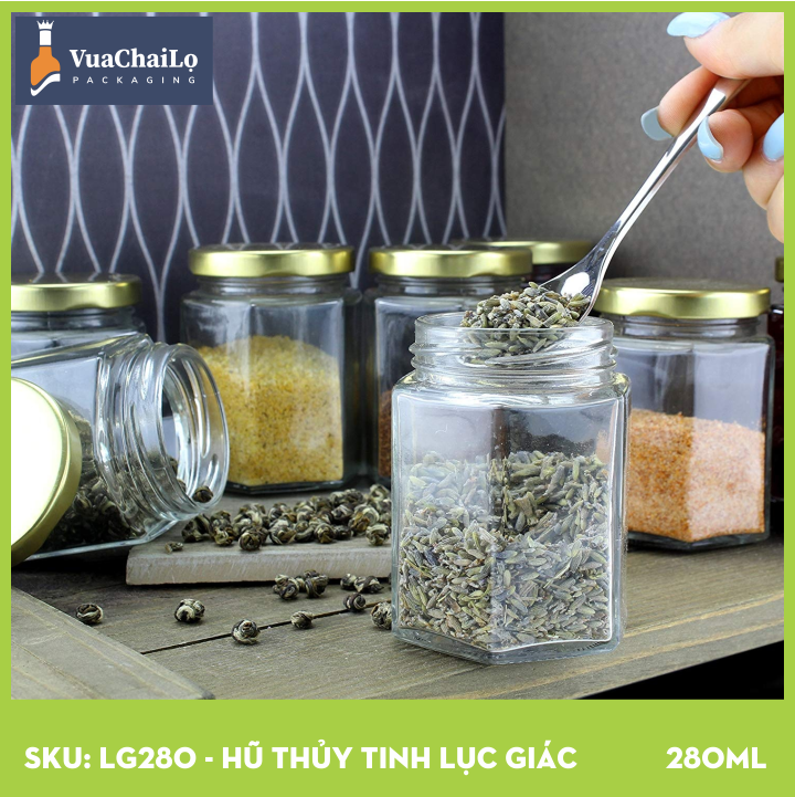 Hũ Thủy Tinh Lục Giác 280ml