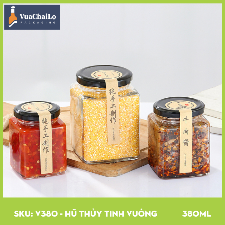 Hũ Thủy Tinh Vuông 380ml