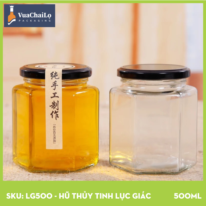 Hũ Thủy Tinh Lục Giác 500ml