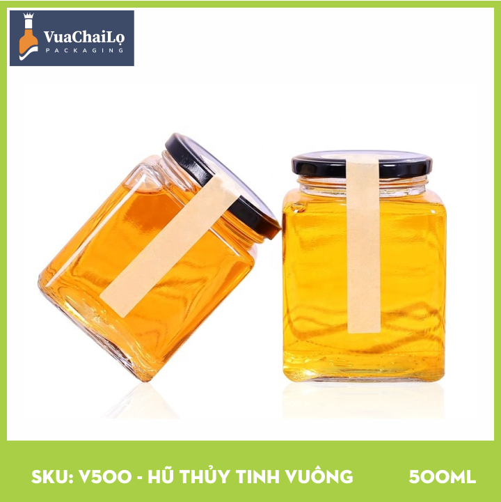 Hũ Thủy Tinh Vuông 500ml
