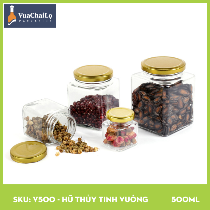 Hũ Thủy Tinh Vuông 500ml