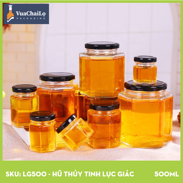 Hũ Thủy Tinh Lục Giác 500ml