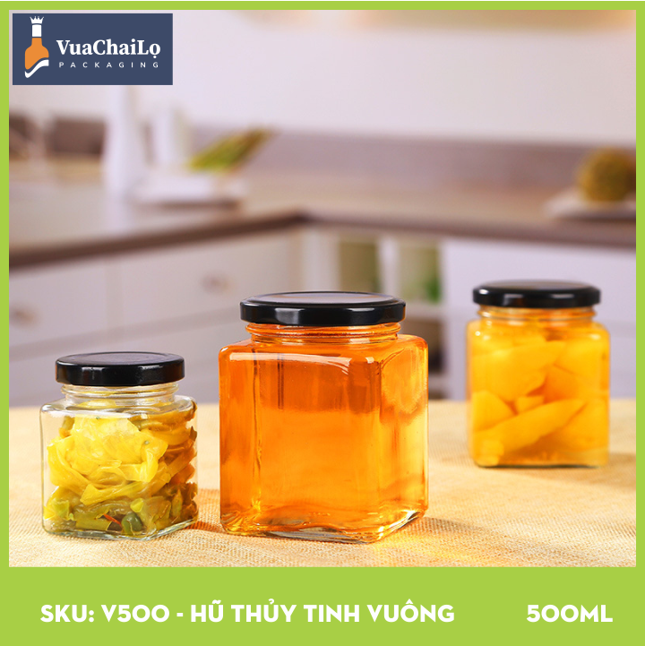 Hũ Thủy Tinh Vuông 500ml