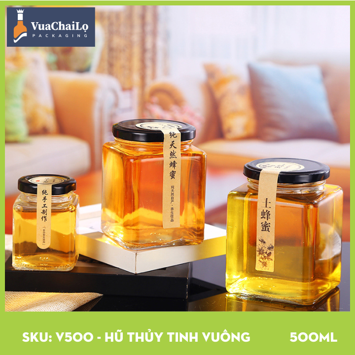 Hũ Thủy Tinh Vuông 500ml