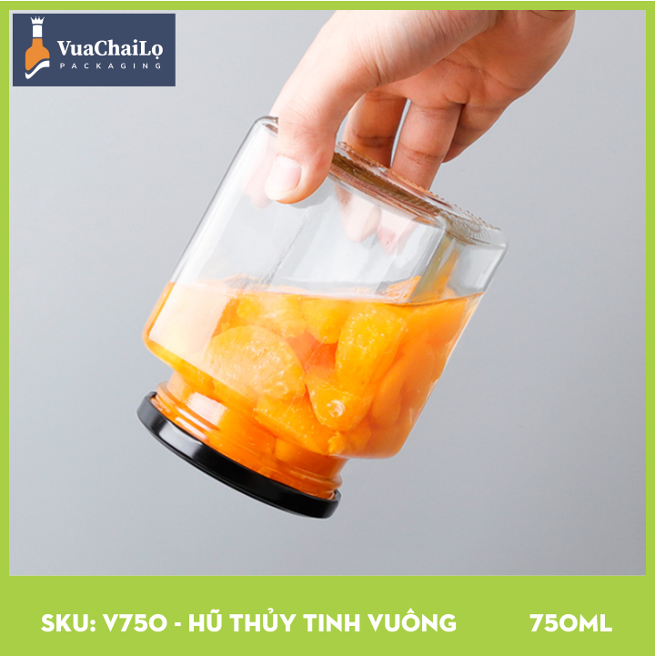 Hũ Thủy Tinh Vuông 750ml
