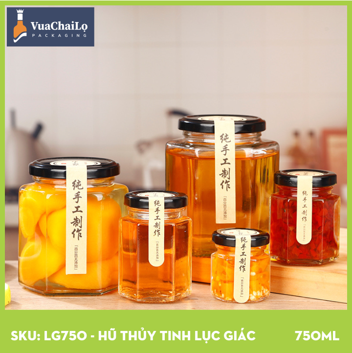 Hũ Thủy Tinh Lục Giác 750ml