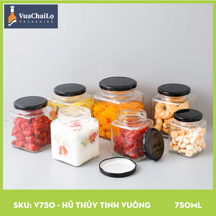 Hũ Thủy Tinh Vuông 750ml