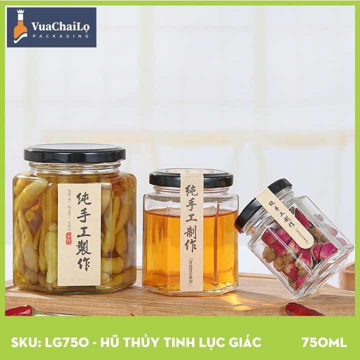 Hũ Thủy Tinh Lục Giác 750ml