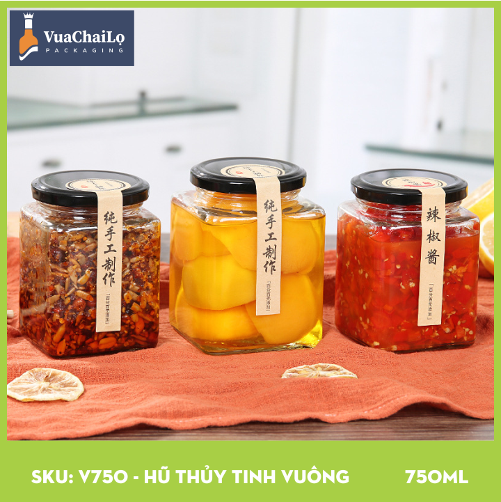 Hũ Thủy Tinh Vuông 750ml