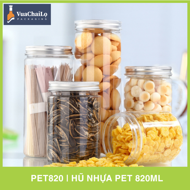 Hũ Nhựa PET Nắp Nhôm 820ml