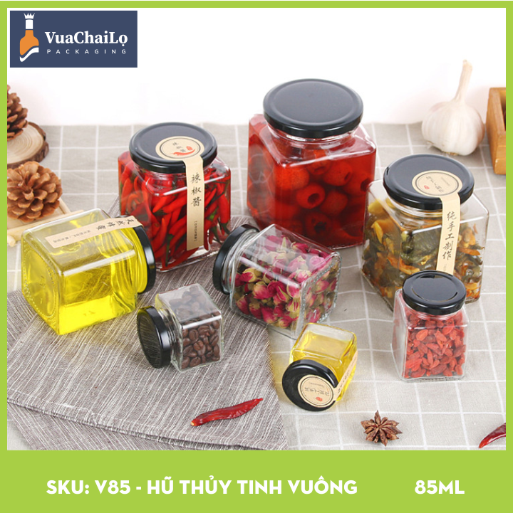 Hũ Thủy Tinh Vuông 85ml
