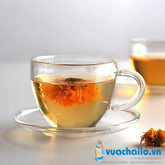 Bộ Ấm Trà Thủy Tinh Quai Vòng Bếp Nến BT04