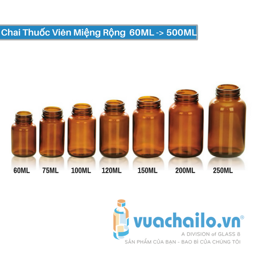 Bán Buôn Chai Thủy Tinh Đựng Thuốc Viên Màu Nâu